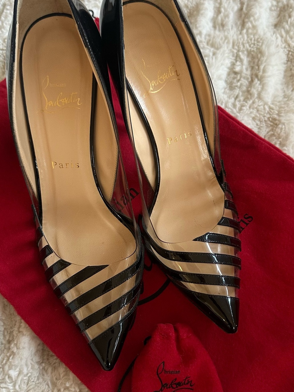 Christian Louboutin black patent leather and PVC Pivichic pumps - Picture 11 of 15